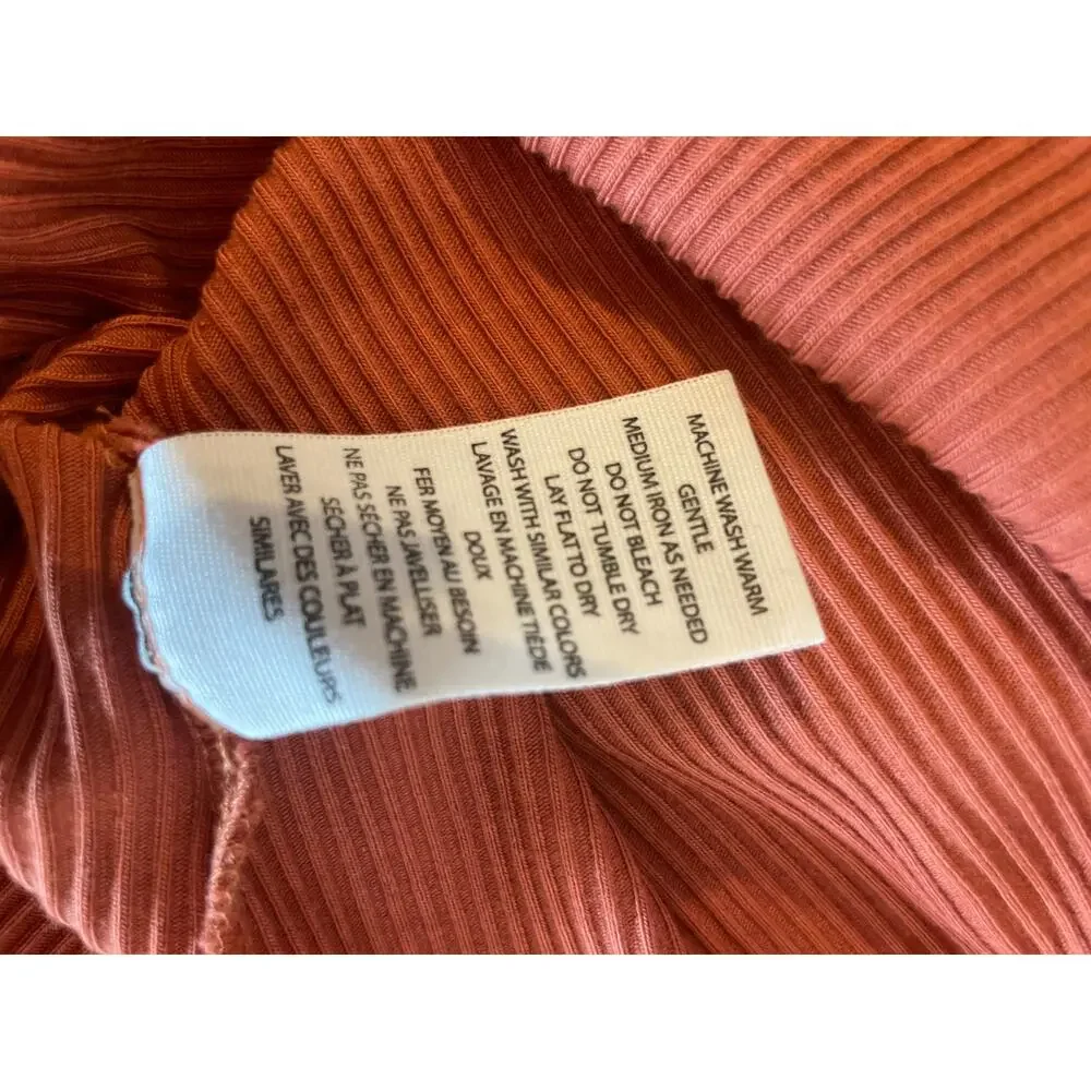 ULLA JOHNSON Koa Ruffle Sleeve Rib Top FEMININE CASUAL Size Small S Terracotta
